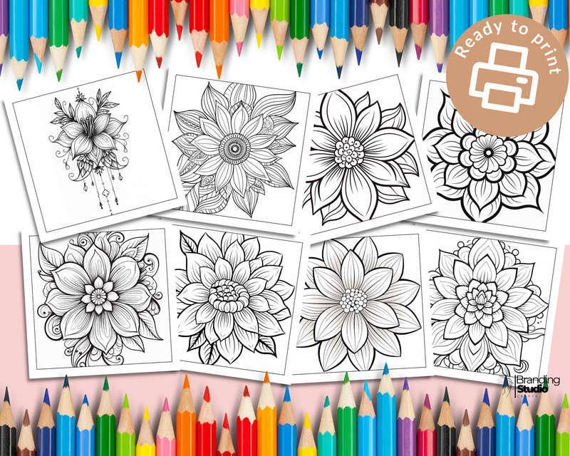 Flower Mandalas Colouring Book: Bold and easy Vol 4 (E-Book)