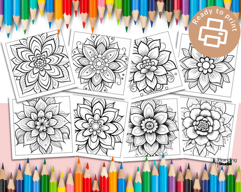 Flower Mandalas Colouring Book: Bold and easy Vol 3 (E-Book)
