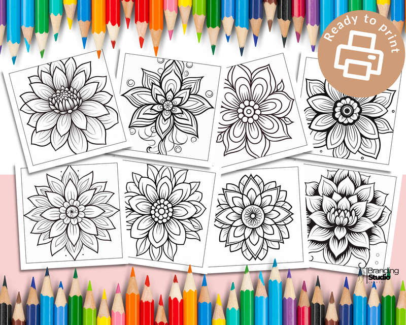 Flower Mandalas Colouring Book: Bold and easy Vol 2 (E-Book)