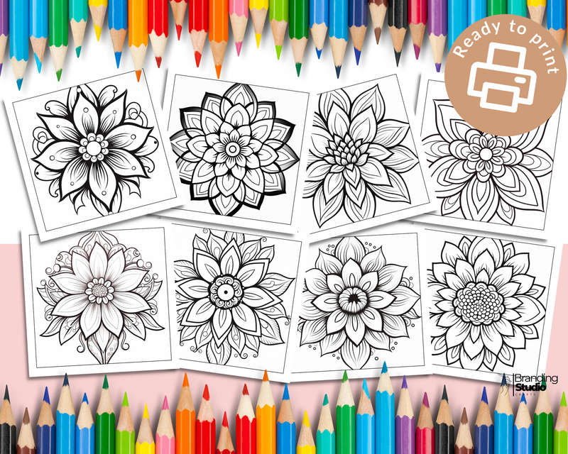 Flower Mandalas Colouring Book: Bold and easy Vol 1 (E-Book)