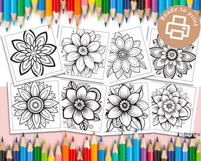 Flower Mandalas Colouring Book: Bold and easy Vol 4 (E-Book)