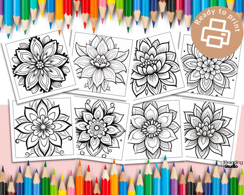 Flower Mandalas Colouring Book: Bold and easy Vol 3 (E-Book)