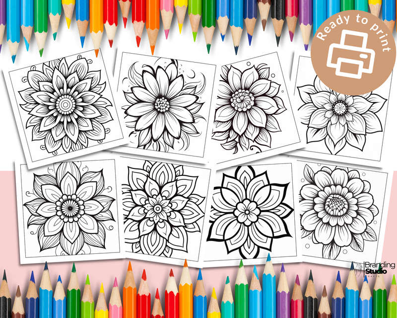 Flower Mandalas Colouring Book: Bold and easy Vol 1 (E-Book)