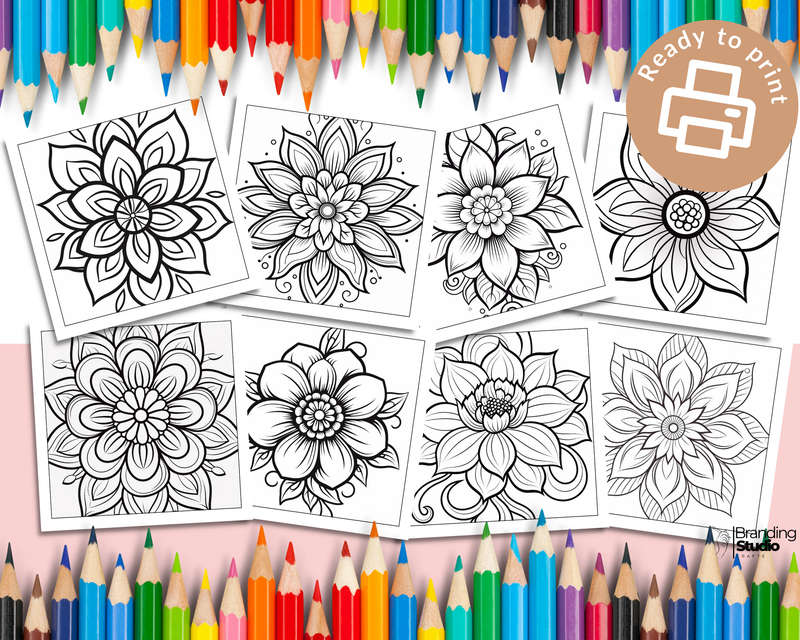 Flower Mandalas Colouring Book: Bold and easy Vol 1 (E-Book)