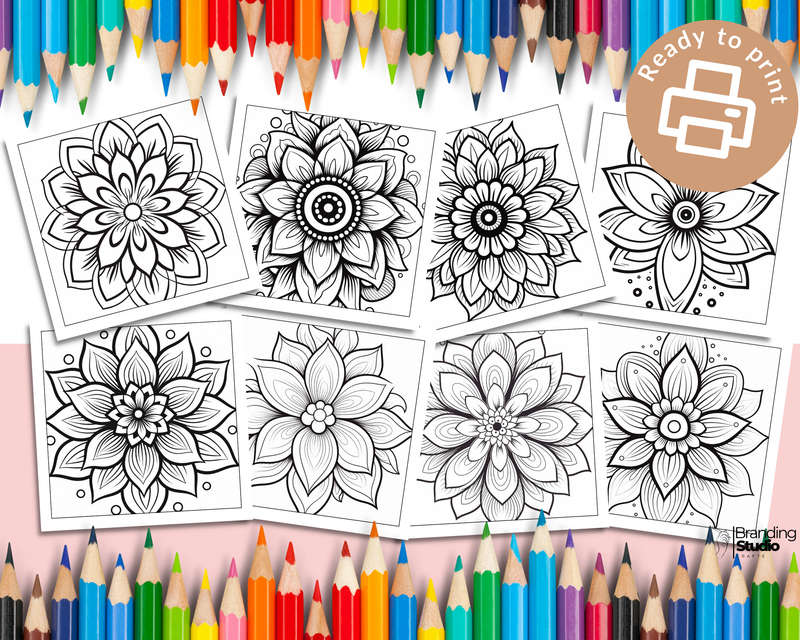 Flower Mandalas Colouring Book: Bold and easy Vol 3 (E-Book)