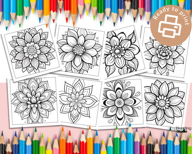 Flower Mandalas Colouring Book: Bold and easy Vol 4 (E-Book)