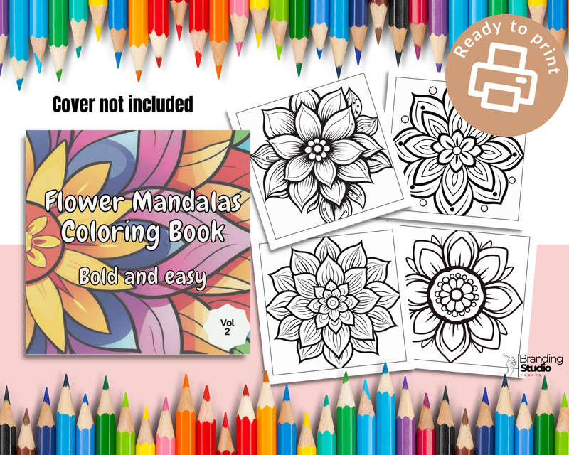 Flower Mandalas Colouring Book: Bold and easy Vol 2 (E-Book)