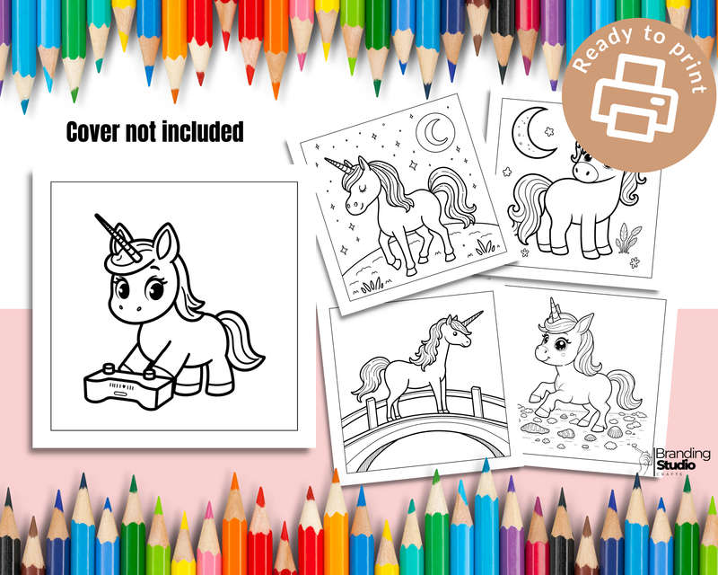 Cute Unicorns Kids Colouring Book Vol 1 (Kids Books) (E-Book)