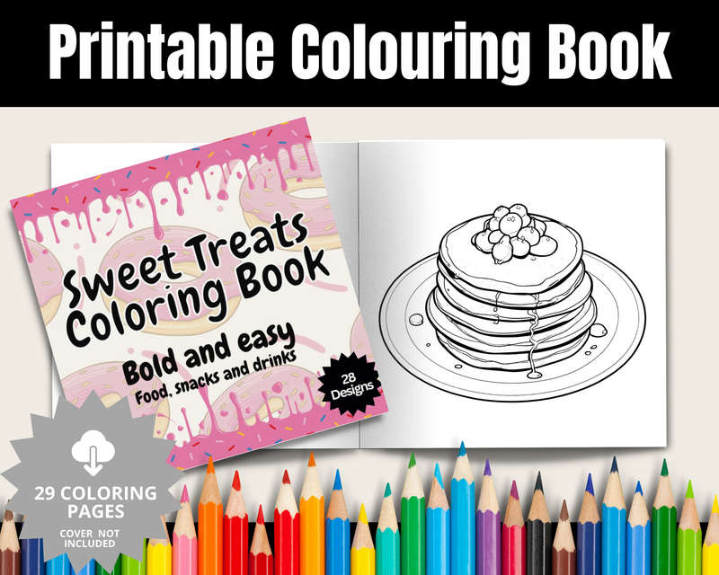 Sweet Treats Colouring Book: Bold and easy: Food, Snacks and drinks (E-Book)