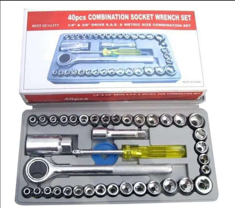 1/4" 3/8" sae and metric aiwa 40pcs combination socket wrench set