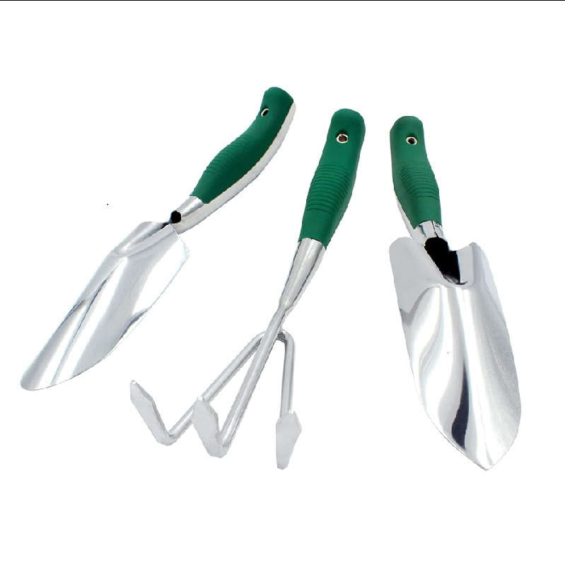 3-Piece Garden Tool Set - Aluminum Alloy Hand Tools with Handles, Rake, Trowel,Transplanter