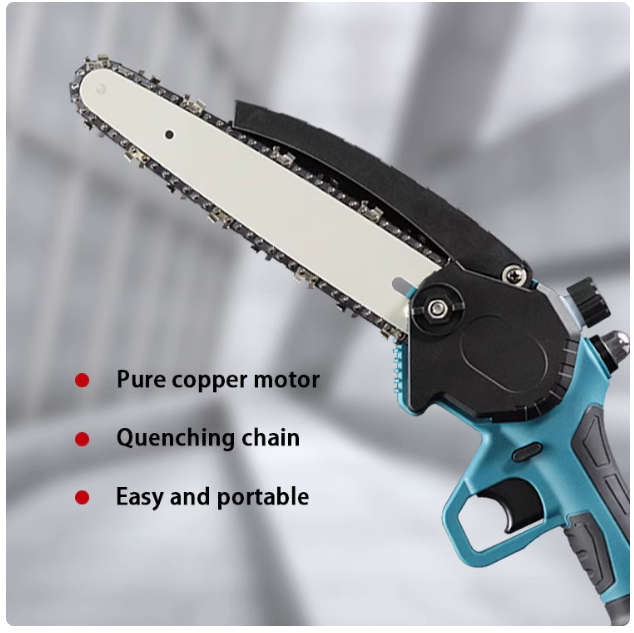 Electric Portable Handheld Chainsaw With Two 25V Lithium Battery 7500 Mah   For Courtyard