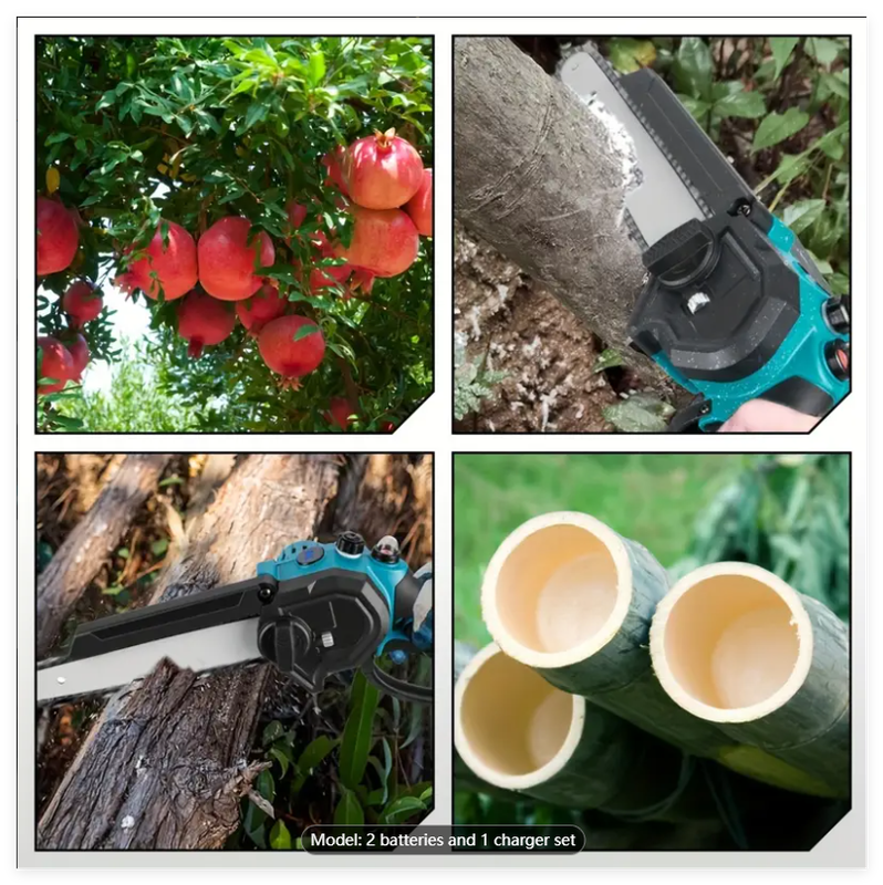 Electric Portable Handheld Chainsaw With Two 25V Lithium Battery 7500 Mah   For Courtyard