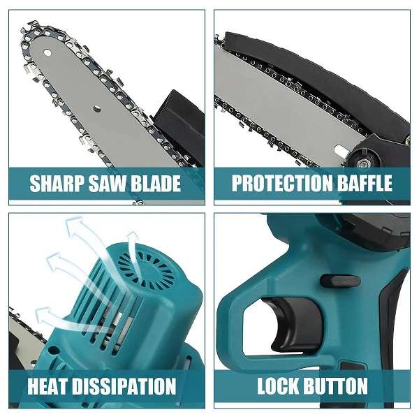 Electric Portable Handheld Chainsaw With Two 25V Lithium Battery 7500 Mah   For Courtyard