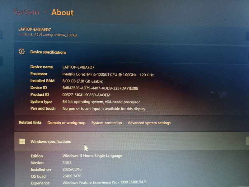 Asus i5 8gb ram 1T 1.20GHz Laptop