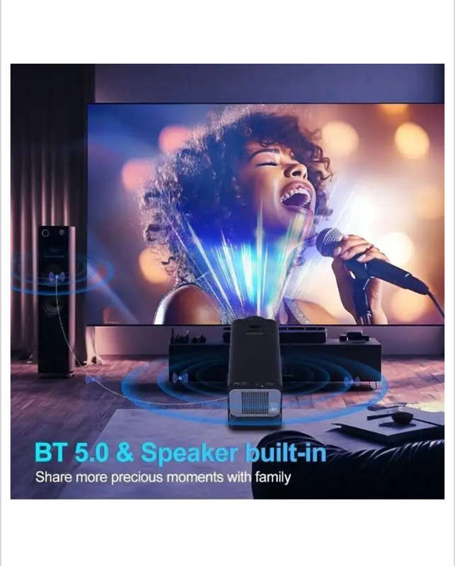 Full HD 4K Projector With Dual HiFi Stereo Surround Sound - Black