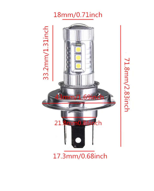 48W H4 LED Fog Lights High Low Headlight Bulb Daytime Running Lamp 7000K White for Car Motocycle