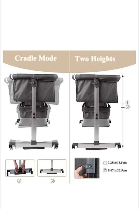 3 In 1 Bedside Baby Bassinet Sleeper Crib With Bed Nets-BLACK