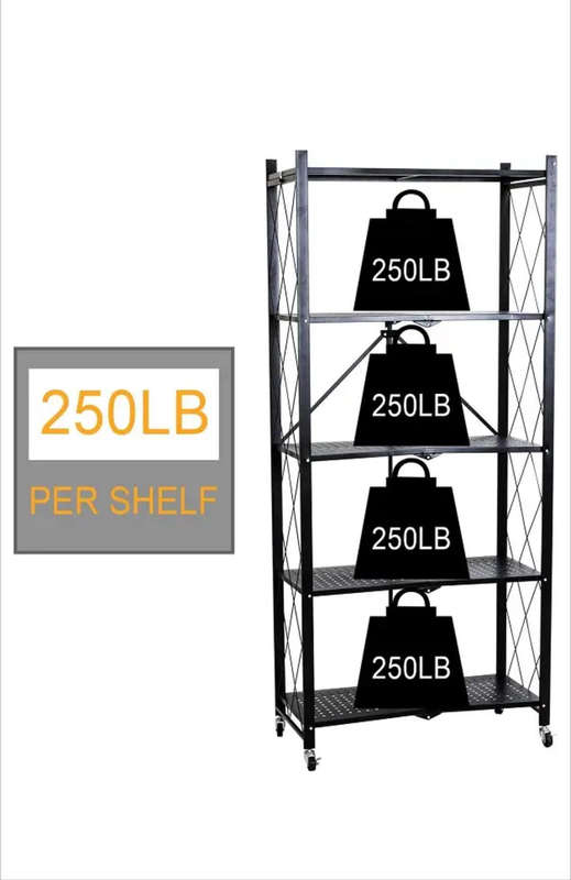 JG20375387 4 Tier Folding Trolley Shelf With Lockable Wheels