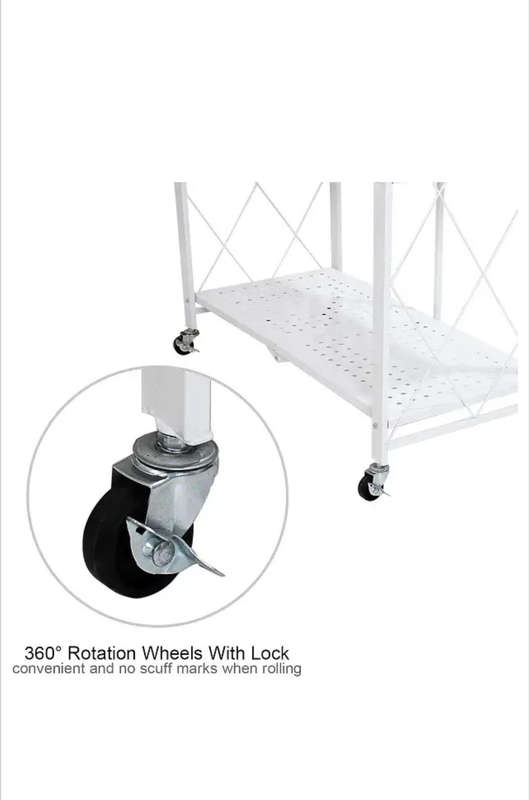 JG20375387 4 Tier Folding Trolley Shelf With Lockable Wheels