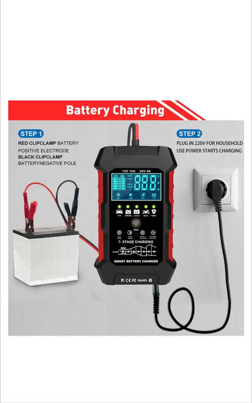 12V 10A & 24V 5V Smart Automatic Battery Charger & Pulse Repair Tool RG-10