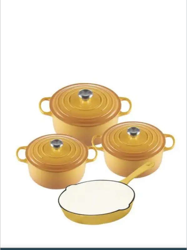 7 Piece Authentic Cast Iron Dutch Oven Cookware Pot Set -All colors