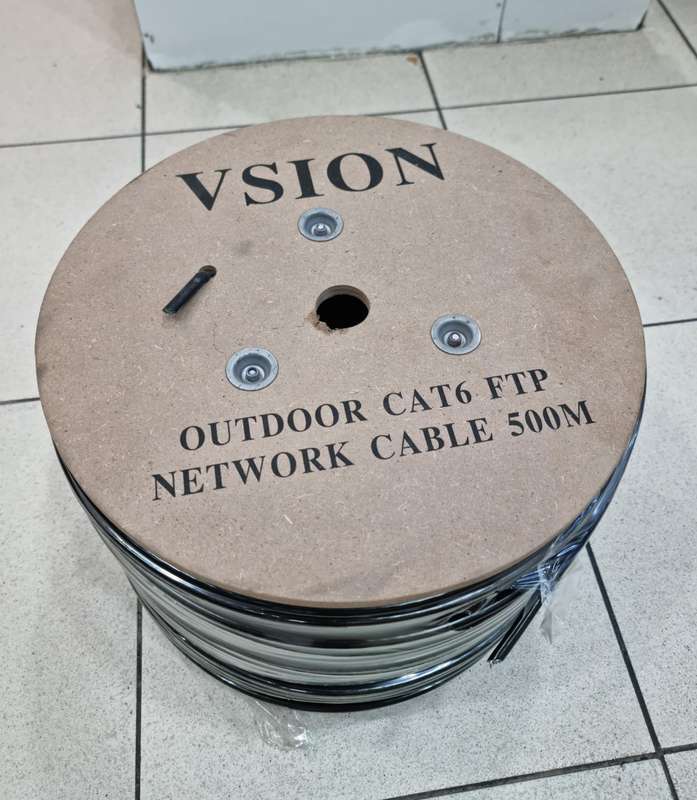 Vision CAT6 500m Solid FTP Outdoor Network Cable - Black - Drum