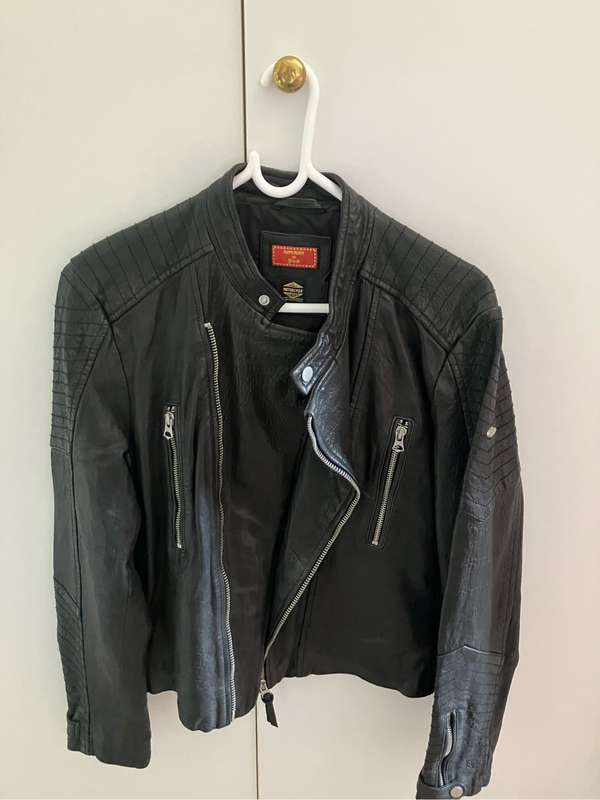 Superdry Black Classic Leather Racer Jacket
