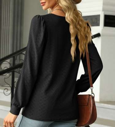 Women eyelet top blouse