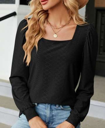 Women eyelet top blouse