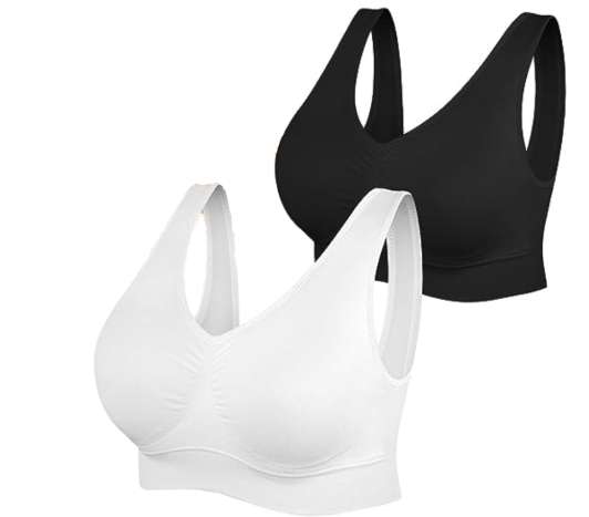 2 Pack Crop Tops Seamless Stretchy Sports Bra for Yoga Sleep Non-padded