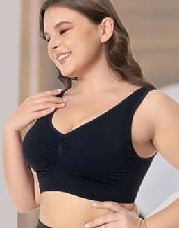 2 Pack Crop Tops Seamless Stretchy Sports Bra for Yoga Sleep Non-padded