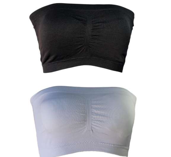 Pack of 2 Seamless Crop Tube Top Bra Strapless Padded Bralette