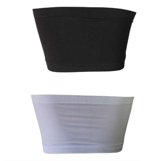 Pack of 2 Seamless Crop Tube Top Bra Strapless Padded Bralette