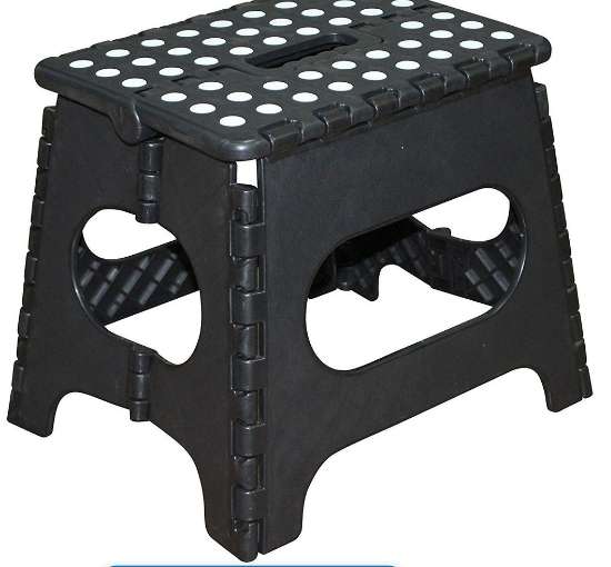 Kids Folding Black Step Stool