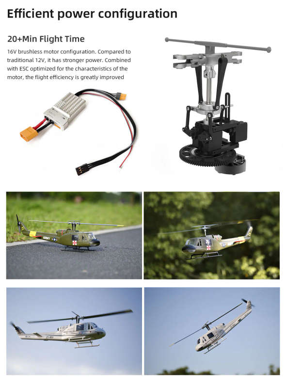 Fly Wing UH-1 Huey 450 Size V4 GPS Stabilised - RTF Helicopter (Military)