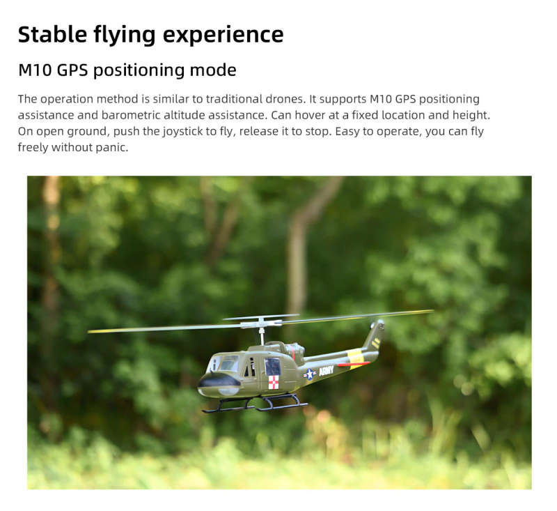 Fly Wing UH-1 Huey 450 Size V4 GPS Stabilised - RTF Helicopter (Military)