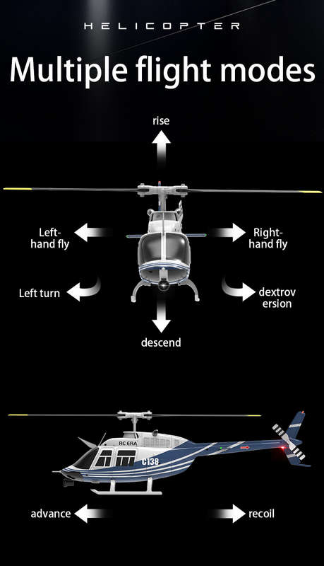 RC-ERA C-138 Bell 206 Pro Gyro Stabilised - RTF Helicopter (Red)