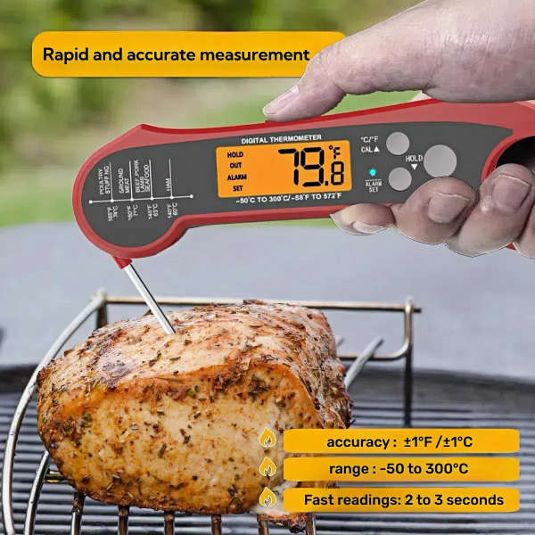 Digital Kitchen Thermometer Dual Probe , for Food Meat Cooking / Braai /Oven  (Red or Black)