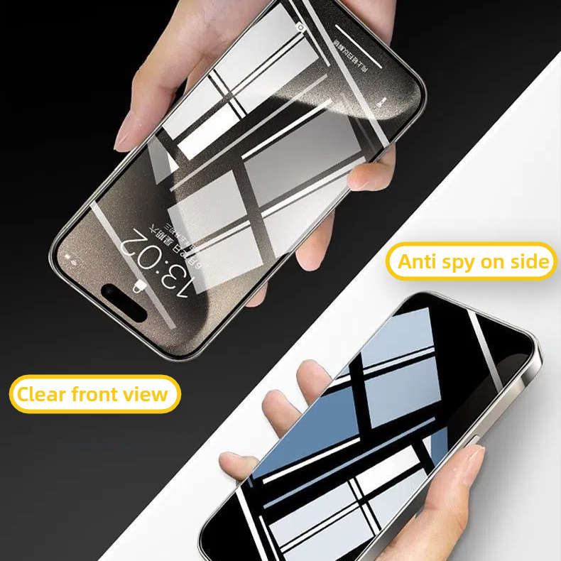 Set of 2 - Iphone 12 - Tempered Glass Privacy Anti-spy Screen Protector With Cleaning Kit