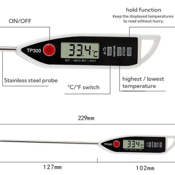 2 Digital thermometers  for kitchen food meat grill  (Red or white)