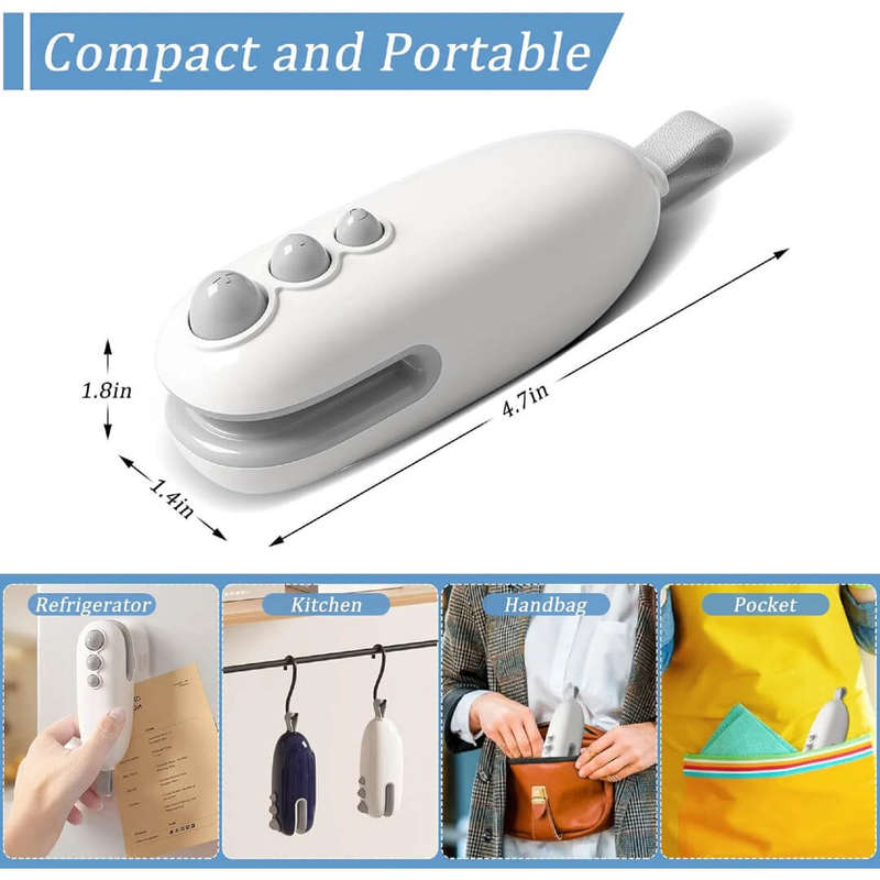 Mini Bag Sealer Little Dolphin Portable - Rechargeable 2 in 1 with cutter