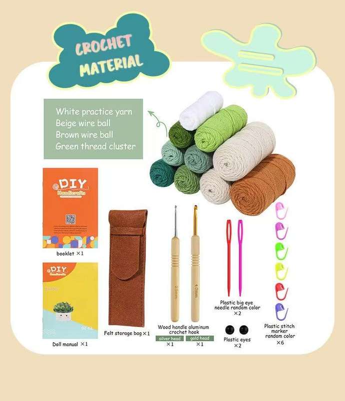 6PCS coasters crochet knitting  craft DIY kit for beginner with Step-by-Step Video Tutorials