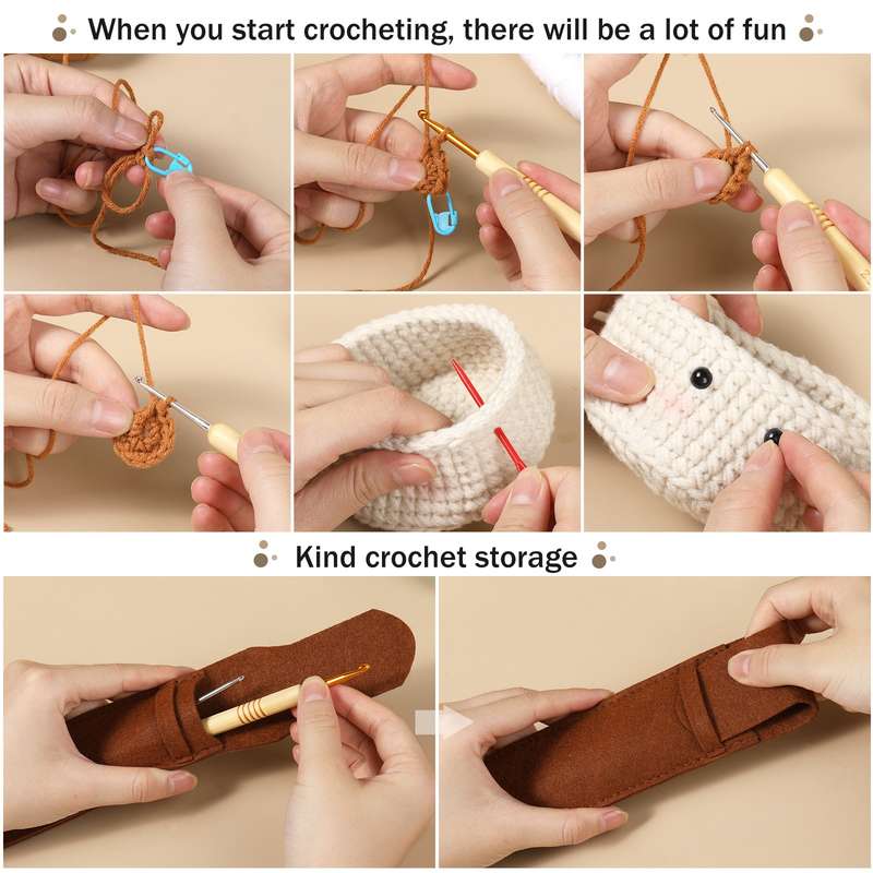 6PCS coasters crochet knitting  craft DIY kit for beginner with Step-by-Step Video Tutorials