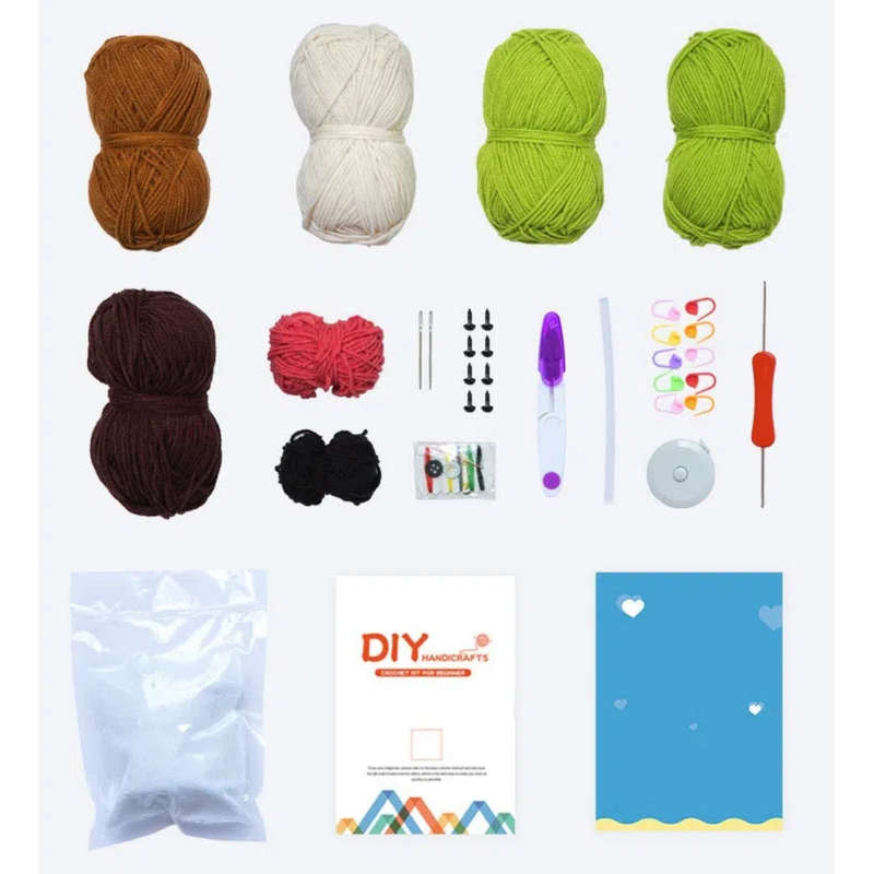 Crochet knitting craft DIY kit -4 pcs succulent cactus plant pot ornament with video tutorials