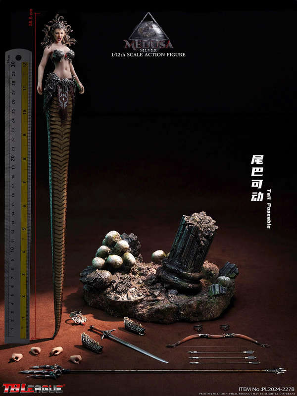 TBLeague MEDUSA-Silver 1/12th Scale Collectiable Action Figure With  Poseable Snake Tail
