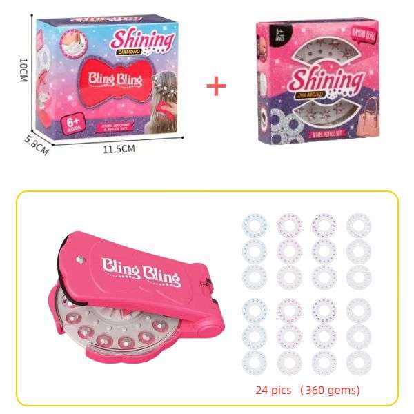 Bling Bling Dazzle Toy - Sparkling Diamond Hair Accessories with Refill pack for kids