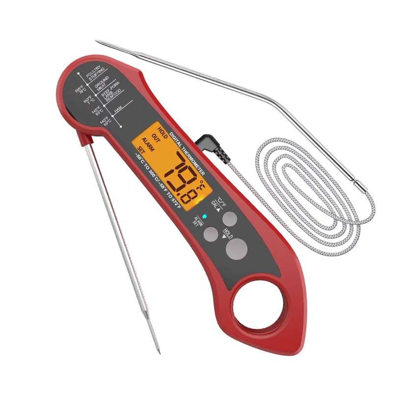 Digital Kitchen Thermometer Dual Probe , for Food Meat Cooking / Braai /Oven  (Red or Black)