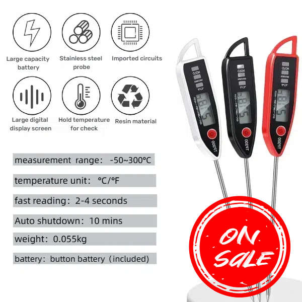 2 Digital thermometers  for kitchen food meat grill  (Red or white)