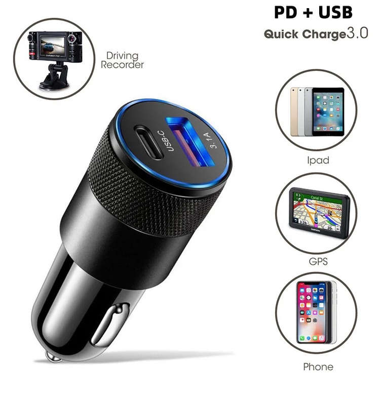 DUAL PORT USB-C Compact Car Charger | Fast Charging -Black